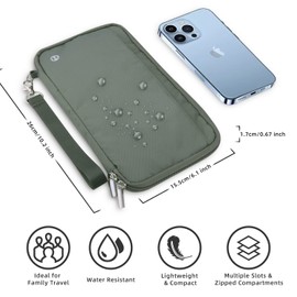 WALNEW Family Passport Holder for 6/7 Passports with Airtag Holder, RFID Blocking Travel Document Wallet Waterproof Passport Cover with Crossbody Strap for Women Men (Grey)