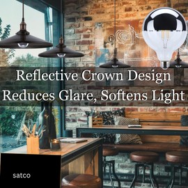 Satco LED G40 Globe Bulb 8W 100W Equivalent 2700K Warm White 90+ CRI Silver Crown Medium Base 120V Dimmable – Part S12545