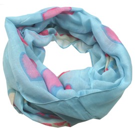 Soft Love Heart Batik Snood - 180 x 80 cm baby blue