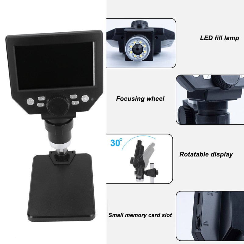 Digital Microscope 4.3in LCD 10MP Electronics Repair Soldering Coin Camera