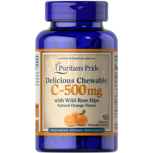 Puritan's Pride Chewable Vitamin C-500 Mg with Rose Hips Chewables, 90 Count