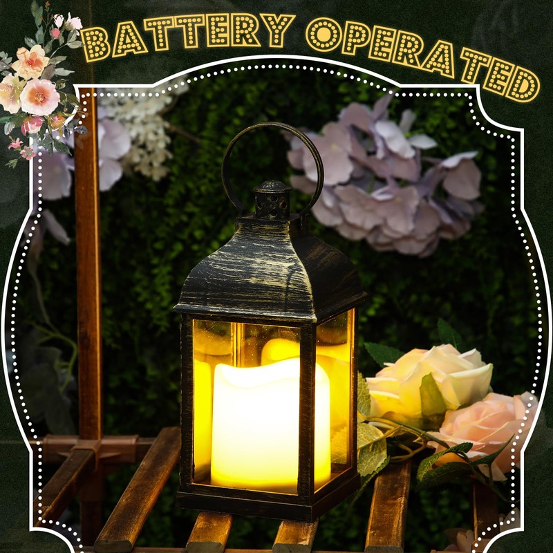 Kittmip 8 Pcs 10 Inch Bronze Decorative Candle Lantern Bulk