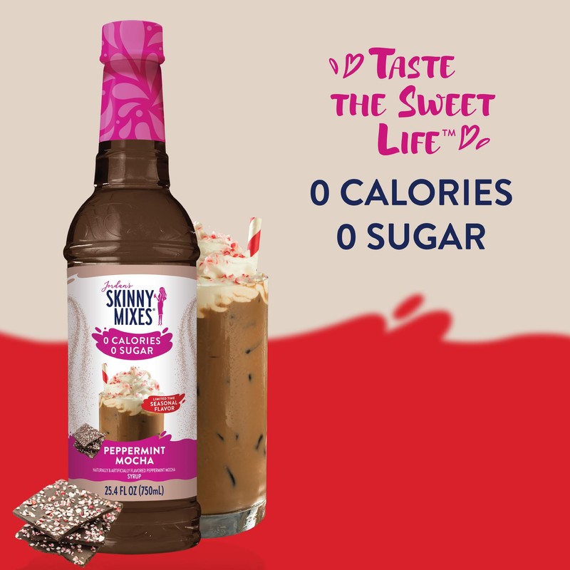 Jordan's Skinny Syrups Sugar Free Coffee Syrup, Peppermint Mocha Flavor,