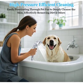 Pet Showerhead High Pressure for Dogs - with Filter and On Off Button, 4 Spray Modes