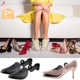 Honeydak 20 Pairs Plastic Shoe Stretcher Shaper Sneakers Shoe Adjustable Length Shoes Boot Holder for Men Women(34-39 Size, Women Style)