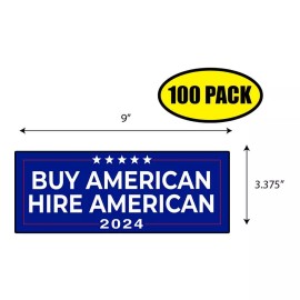 Tampa Printing 100 PACK 3.37"x 9" TRUMP BUY AMERICAN Sticker Decal Gift MAGA Trump BS0076