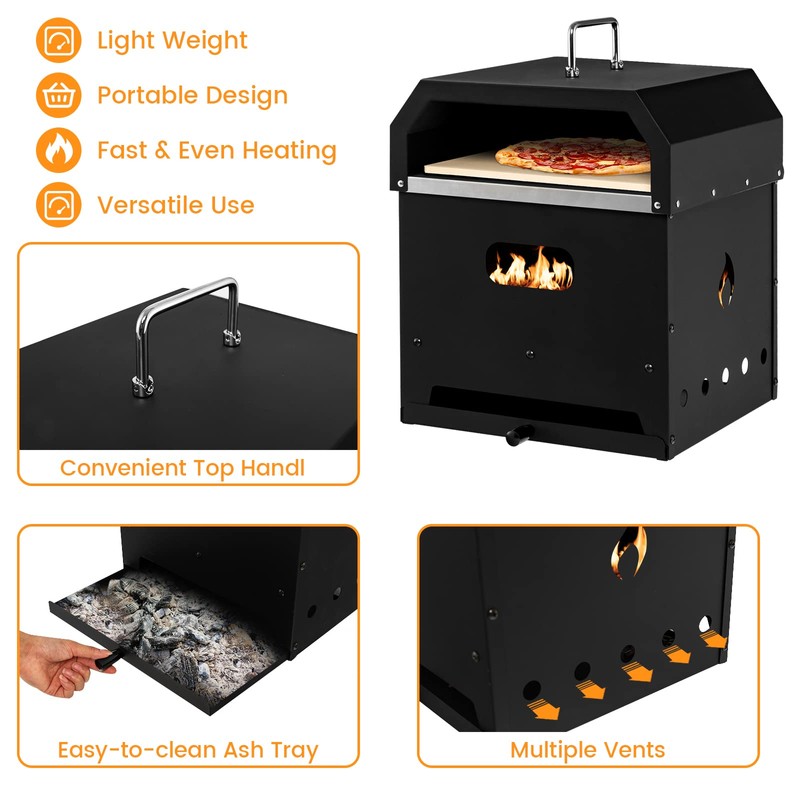 ORALNER Pizza Oven Outdoor, 4-in-1 Wood Fired Pizza Oven and