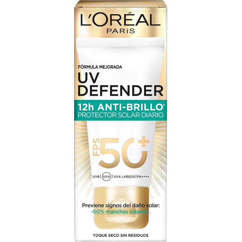 L'Oréal Paris Protector Solar Diario Anti-Brillo FPS50+ UV Defender, 40ml
