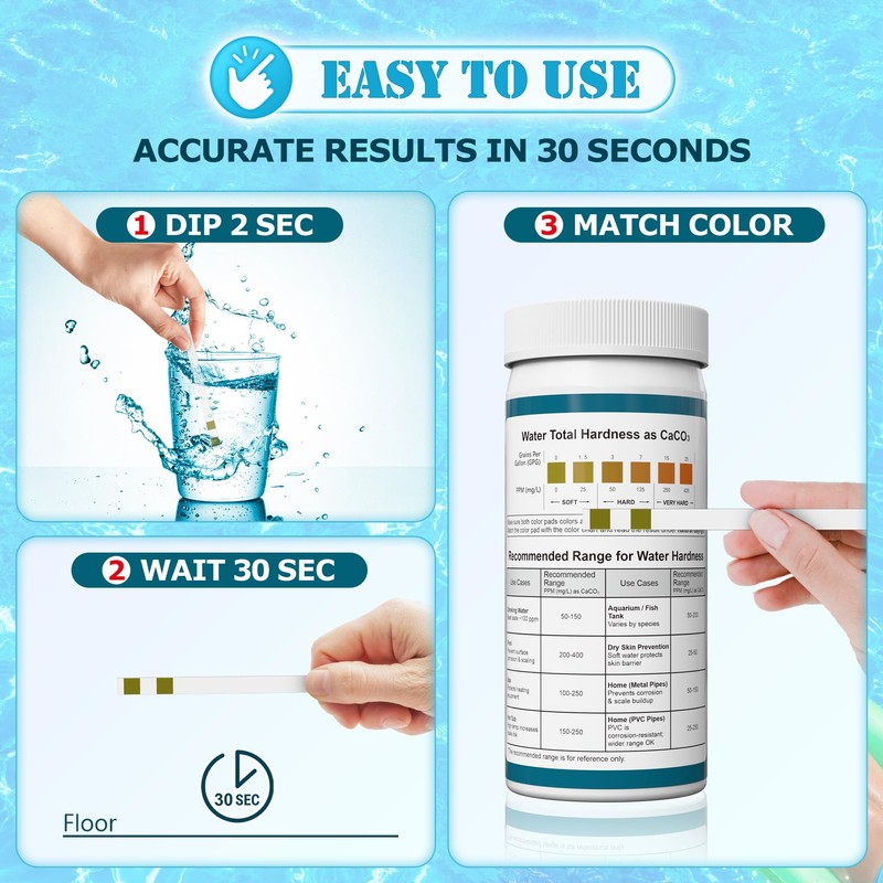 LabBestest Water Hardness Test Kit & Hard Water Test Strips
