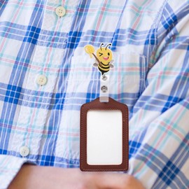 EXCEART Cute Bee Pattern Felt Badge Holder Clip Portable Name Card Buckle Adorable Id Card Clip for Nurses and Practical Badge Reel with Decorative Design