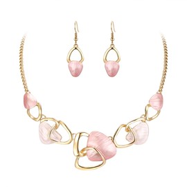 EVER FAITH Enamel Irregular Triangle Bohemian Boho Statement Jewellery Sets for Women, Fashion Jewellery Pendant Necklace Earrings Set Jewellery Gifts for Women Black Silver Tone, Enamel