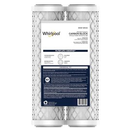 Whirlpool 10" x 2.5" Carbon Block Water Filter WHKF-WHCB, NSF Certified 5 Micron Reduces Chlorine and Sediment, 6-Month Life, CTO Replacement Cartridge Fits Home Filter Housing, Reverse Osmosis System