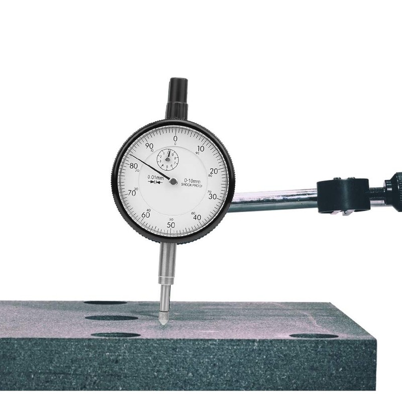 Jectse Dial Indicator, 0.01 mm Accuracy, 0-10 mm Range, Aluminium