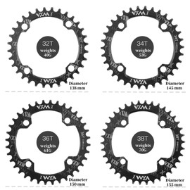 YBEKI 32T 34T 36T 38T 40T 42T 44T 46T 48T 50T 52T Round Bicycle Chainring, Narrow Width Chainrings 104 BCD for Road Bike Mountain Bike BMX MTB