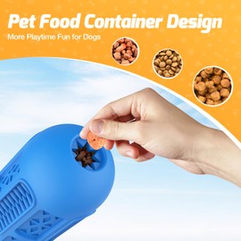 Cawjug Indestructible Dogs Treat Toys for Boredom, Natural Rubber Interactiev Dog Treat Dispenser, Dog Chew Toys for Dog Birthday Present, Blue