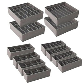 SH-RuiDu Dresser Closet Drawer Organizers Set of 12, Foldable 118 Cells Sock Underwear Organizers Storage Bins Fabric Drawer Dividers for Baby Clothes, Bra, Scarves, Belt, Tie Organization