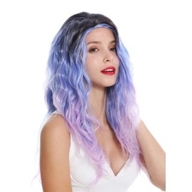 WIG ME UP - GFW2929-G100 women's quality wig Cosplay long wavy middle parting balayage ombre black blue violet