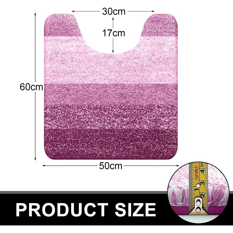 smiry Microfiber U-Shape Toilet Mat, Non-Slip Shaggy Soft Pedestal Mat