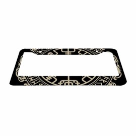 Nicokee Decorative License Plate Frame Black Celtic Viking Car Tag Frame Aluminum Auto License Plate Holder for Men Women