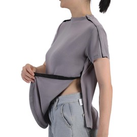 Post Shoulder Surgery Shirts with Concealed Snap Buttons on Both Sides| Lightweight Soft Chemo Shirt Grey