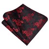 GUSLESON Mens Black Red Tie for Wedding Floral Silk Necktie
