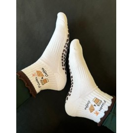 Puedizux Women Cute Grip Ruffle Cuff Pilates Yoga Socks