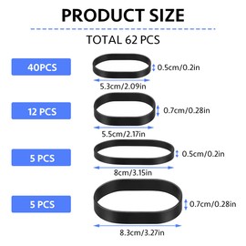 Ruisenda 62pcs Tactical Rubber Bands Heavy Duty Rubber Bands Black Elastic Wide Thick Rubber Bands UV Heat Resistant Cold Resistant Rubber Bands for Camping Survival 4 Sizes