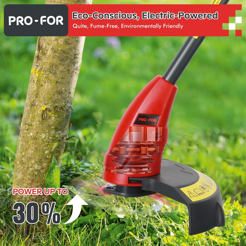 PRO-FOR 20V Cordless Grass Trimmer and Edger, 9.5" Stringless Weed