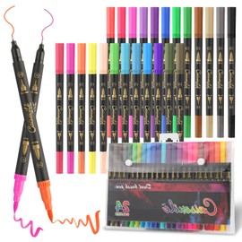 CAISEXILE 24 Colors Duo Tip Pen Art Markers, Artist Fine & Brush Tip Marker Coloring Markers for Adult Coloring Books Journaling Note Taking Lettering Calligraphy Drawing Pens Supplies