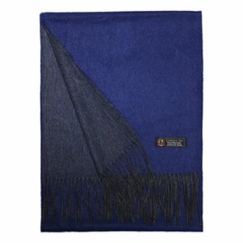 Buyer BYR01a Pure Cashmere 100% Reversible Scarf, 6 Colors, Men's, Solid Color, Thick, Large, Blue × Gray