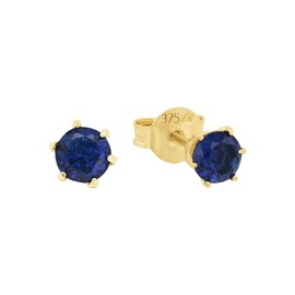 Amor 2022942 Unisex Women's Men's Earrings with Synthetic Zirconia 0.4 cm, Gold, Comes in Jewellery Gift Box, Gold 375/9ct, Created Cubic Zirconia