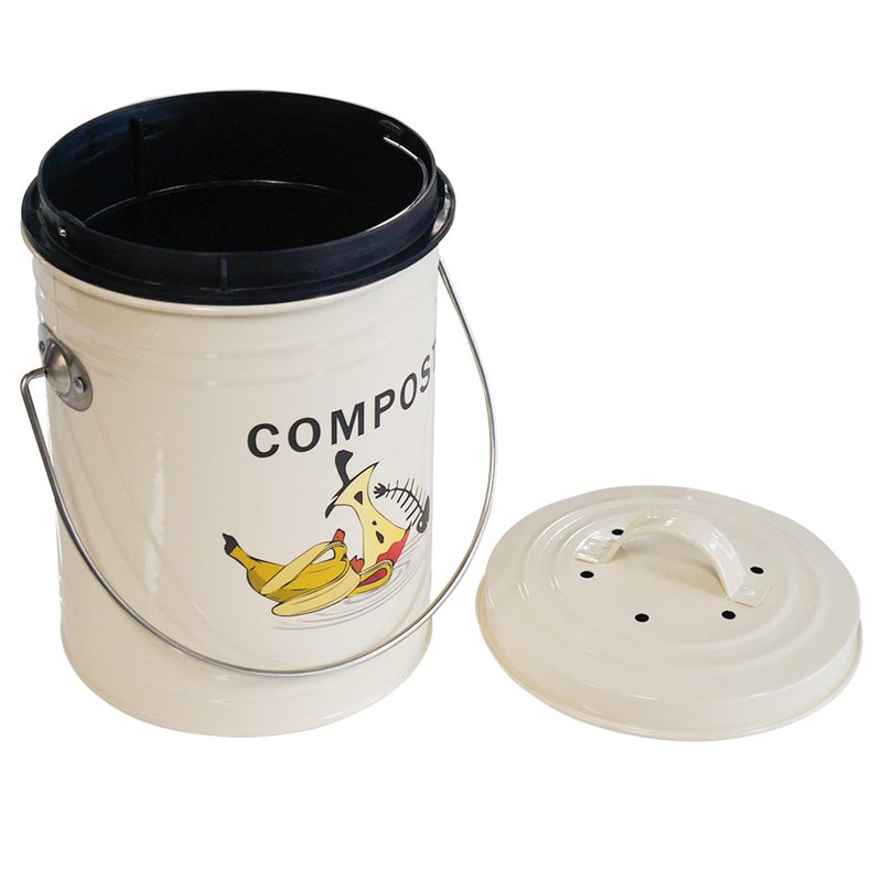 SOTECH Round Compost Bin Kitchen Garbage Can for Kitchen Counter