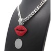 GWOOD Kissing Lips with Red Rhinestones 18 Inch 9mm Cuban