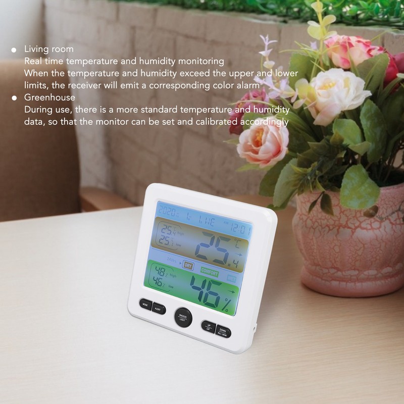 Indoor Thermometer Digital Color Screen Alarm Temperature Humidity Monitor Bedside