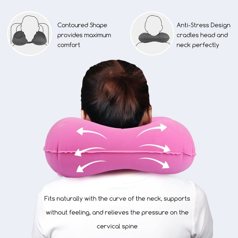 XiXiRan Inflatable Travel Pillow, Portable Comfortable Neck Pillow, Quick Inflation,