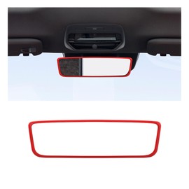 Suvnie Car Rear View Mirror Protector Frame, Silicone Auto Rearview Mirror Edge Protective Cover Compatible with Model 3 Y, Car Interior Rearview Mirror Decor Accessories (Red)