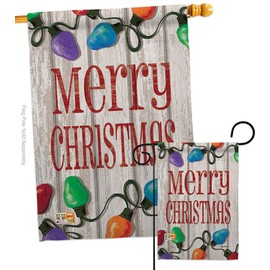 Breeze Decor S114185-BO Bright Merry Winter Christmas Decorative Vertical Flags Set, House 28"x 40" & Garden 13"x 18.5", Multi-Color