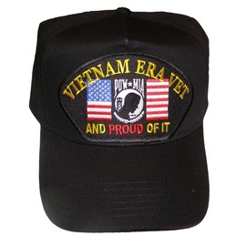 Vietnam ERA Vet and Proud of IT HAT with U.S. Flag and POW Shield Cap - Black - Veteran Owned Business