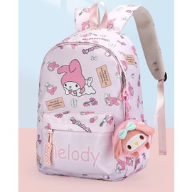 Roffatide Anime All Over Print Casual Backpack Laptop Backpack Travel Hiking Rucksack Zipper Backpack Pink