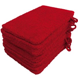 Lanudo Pure Line Wash Cloths Set of 10 Pure Terry Cotton 21 x 15 cm Red