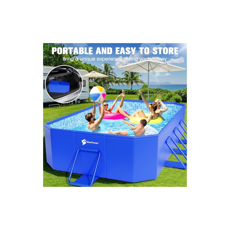 StarOcean 2026 Foldable Pool, Large Non-Inflatable Swimming Pool for Kids,Adult