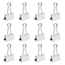 JAM PAPER Colorful Binder Clips - Large - 1 1/2 Inch (41 mm) - White Binderclips - 12/Pack