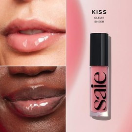 Saie Glossybounce - Brillo de labios hidratante y aceite labial tintado híbrido con ácido hialurónico y aceite de jojoba para labios no pegajosos, ult