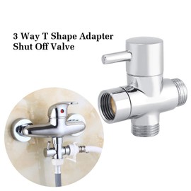 3 Way T Shut-off Valve Diverter Valve Diverter Shower Toilet Bidet Sprayer Diverter Shape Valve G1/2 Inch T-Adapter Valve 3-Way Shower Arm Diverter