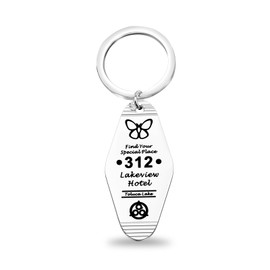 OKEYCH Horror Game Inspired Gift LakeV* Hotel Keychain Horror Fan Jewelry Cosplay Merch (LakeV* Hotel K C)