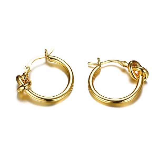 LUXSTAR Knot Small Hoop Earrings, Stainless Steel, Hypoallergenic, Binaural Set,