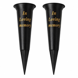 Amerise Set of 2 Memorial Grave Vase with Spike – In Loving Memory Flower Holder for Graves, Outdoor Cemetery Vase Insert, Weather-Resistant Memorial Decoration for Headstone Flowers