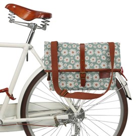 TOURBON Ladies Bicycle Pannier Shopper Waterproof Canvas Bike Bags for Rear Carrier Handbag for Cycling Travel