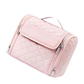 perfeclan Large Toiletry Bag Cosmetic Organizer Portable Multipurpose Nylon Toiletries Pouch Makeup Travel Case for Camping Women Men, Pink