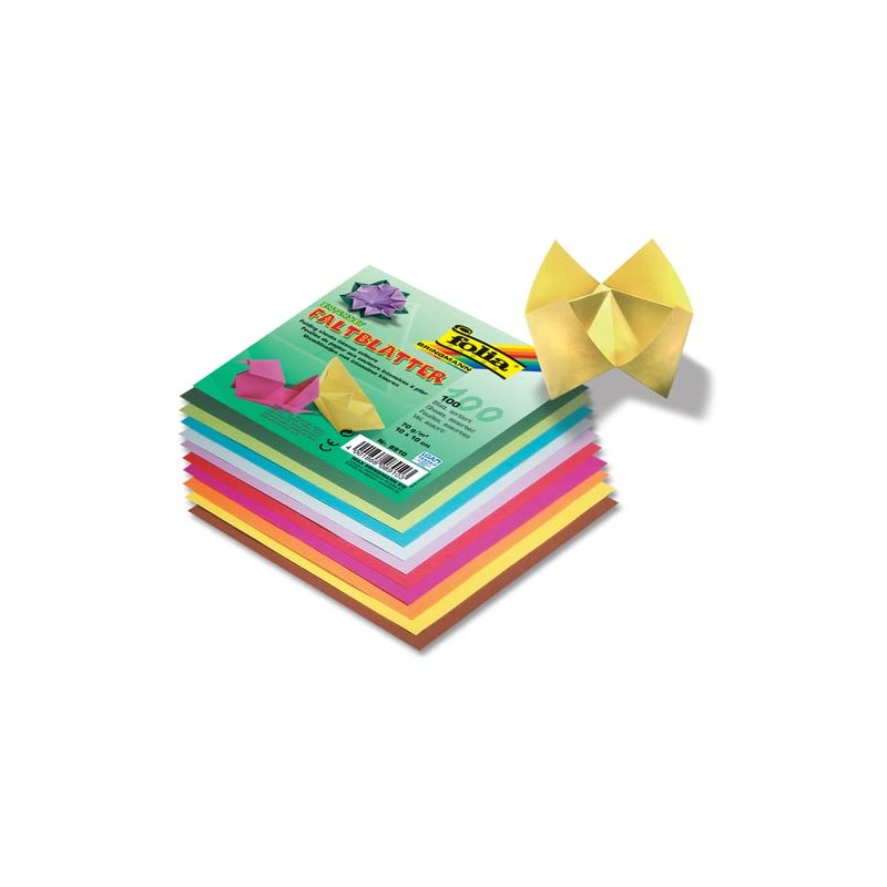 Folia Faltblätter 70g/mò, 20x20cm, 100 Blatt, 10 Farben